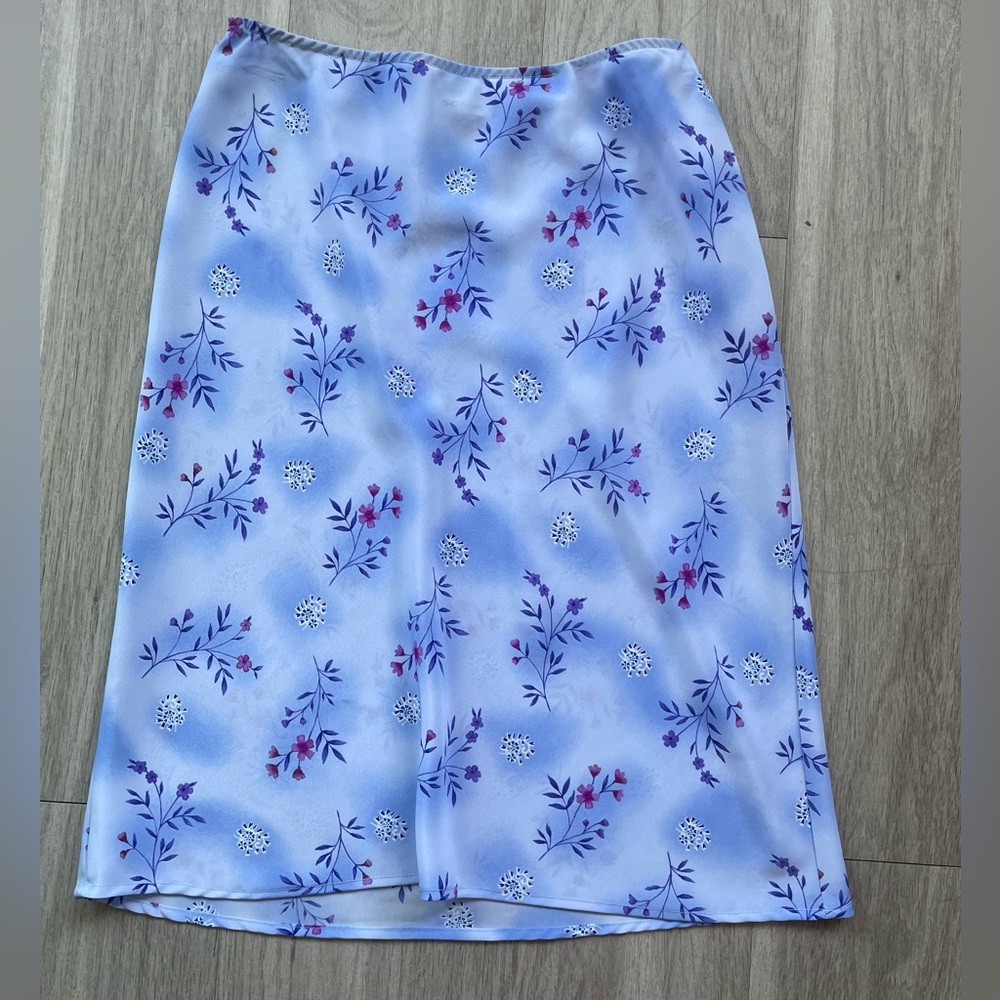 Vintage Y2K Sense periwinkle floral midi skirt size 10